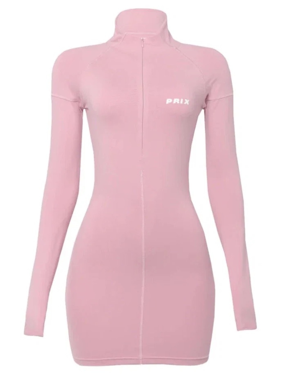 ‼️CLEARANCE / PRIX Pink Long-Sleeve Bodycon Zip Dress